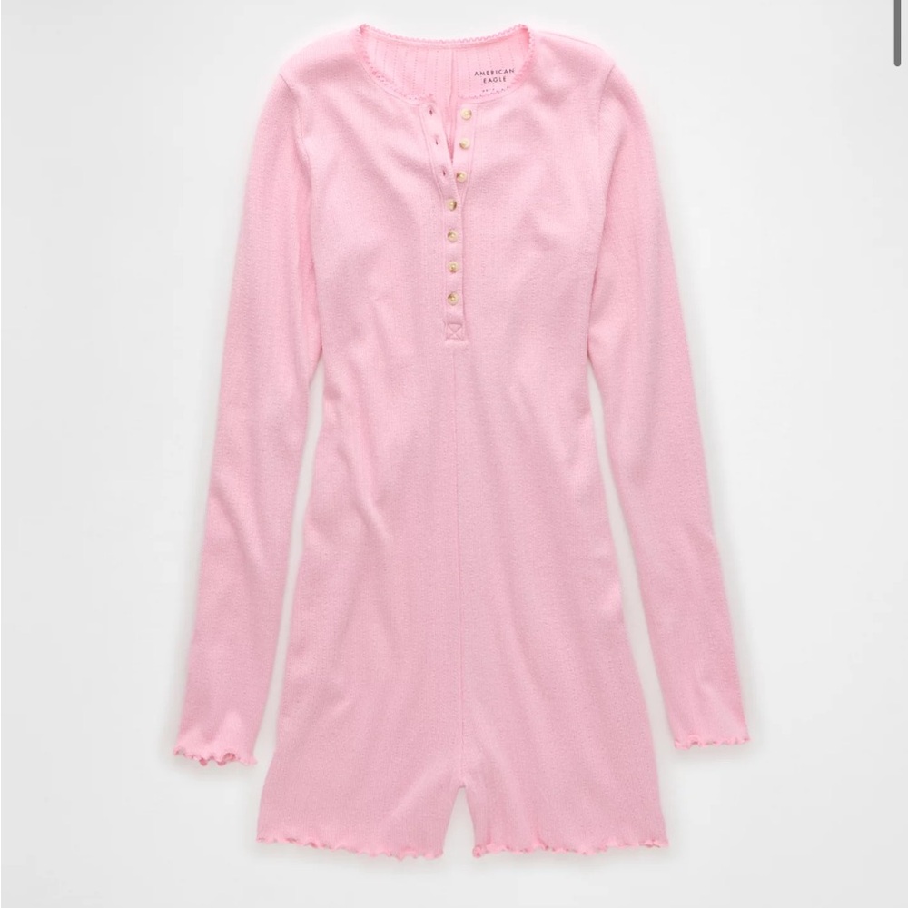 AE Long-Sleeve Lettuce Edge Lounge Romper